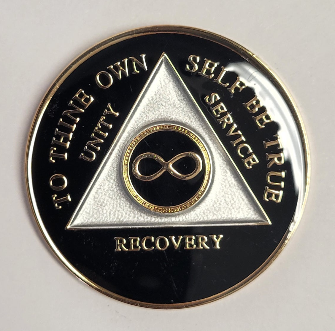 AA Recovery Medallion - Infinity Symbol Black