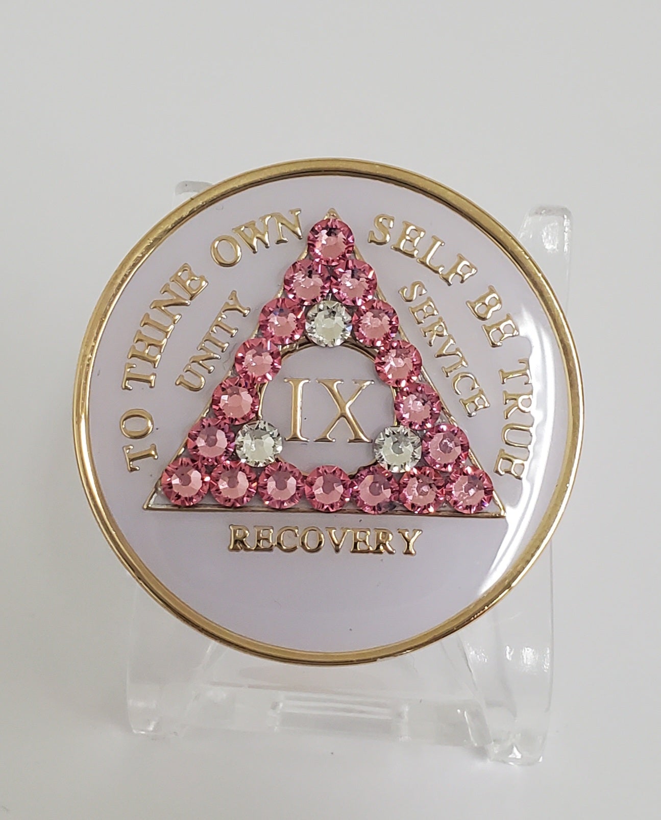 Pink Butterfly Collector Bling Box/Sobriety Chip Holder (with Chip)