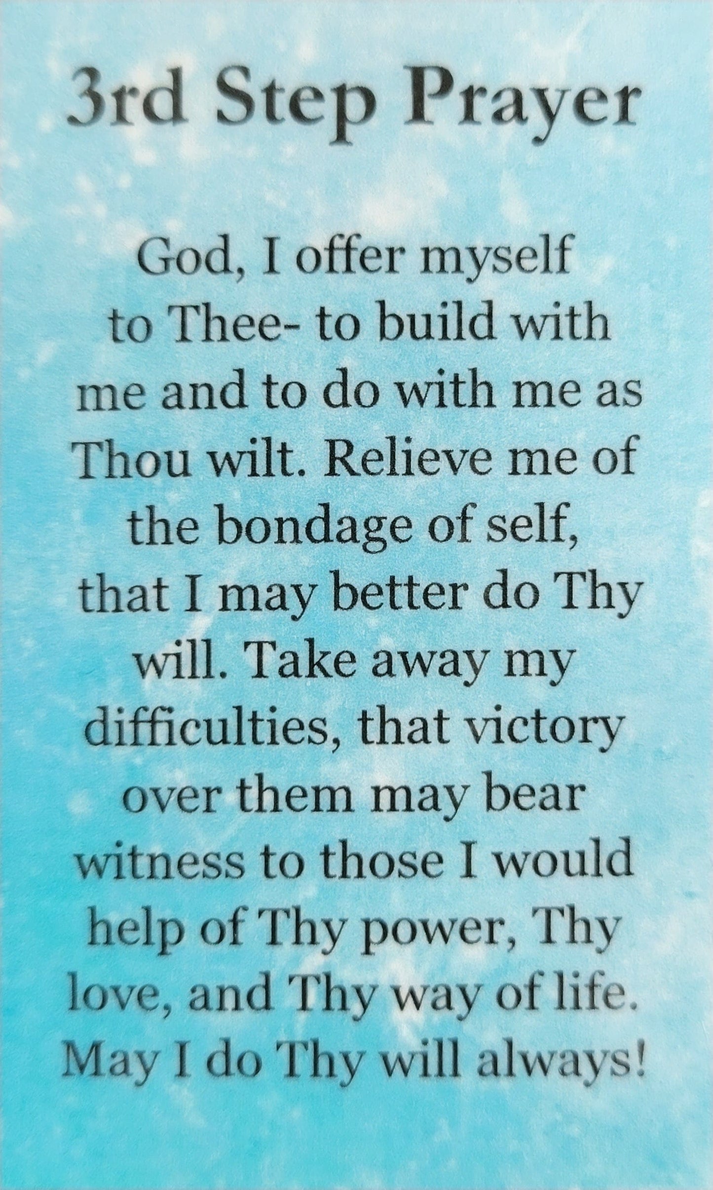 3rd Step Prayer Wallet Card