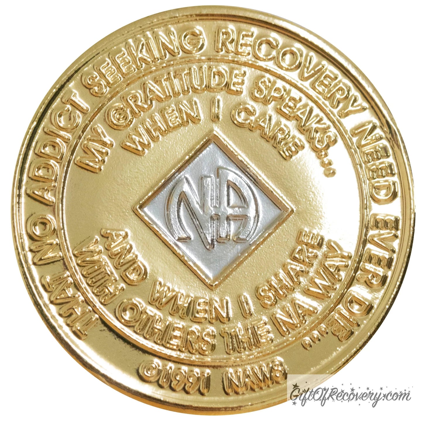 Back of NA Bi-plated medallion has the NAWS official slogans and motto.