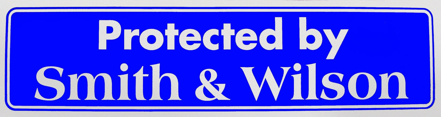 Protected By Smith & Wilson Bumper Sticker Blue