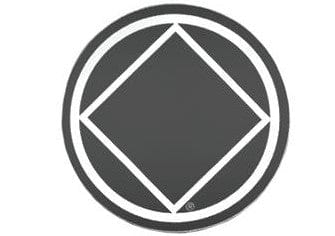 Round Narcotics Anonymous Recovery Symbol Sticker, Available In 8 Colors Silver/White