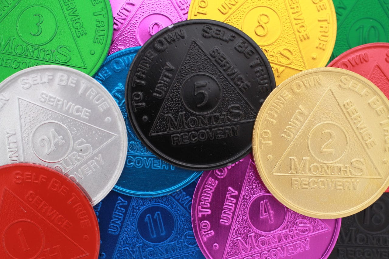 Alcoholics Anonymous recovery chips AA Aluminum Chip 24Hr - 18Mo