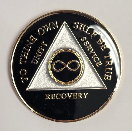 AA Recovery Medallion - Infinity Symbol Black
