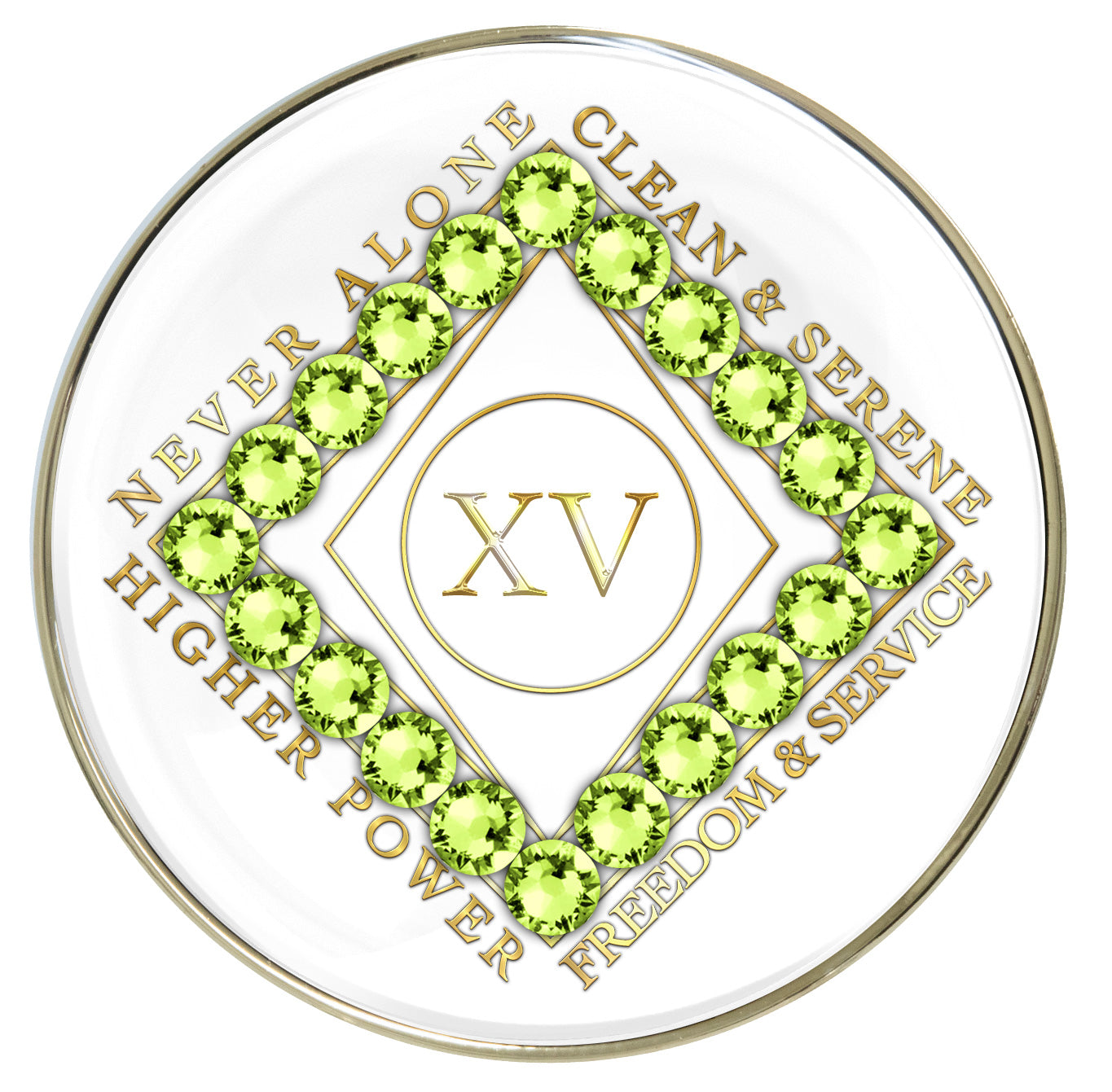 White Clean Time Recovery Medallion with Peridot