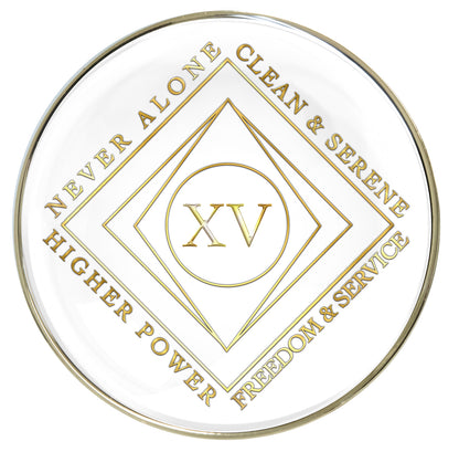 White Clean Time Recovery Medallion