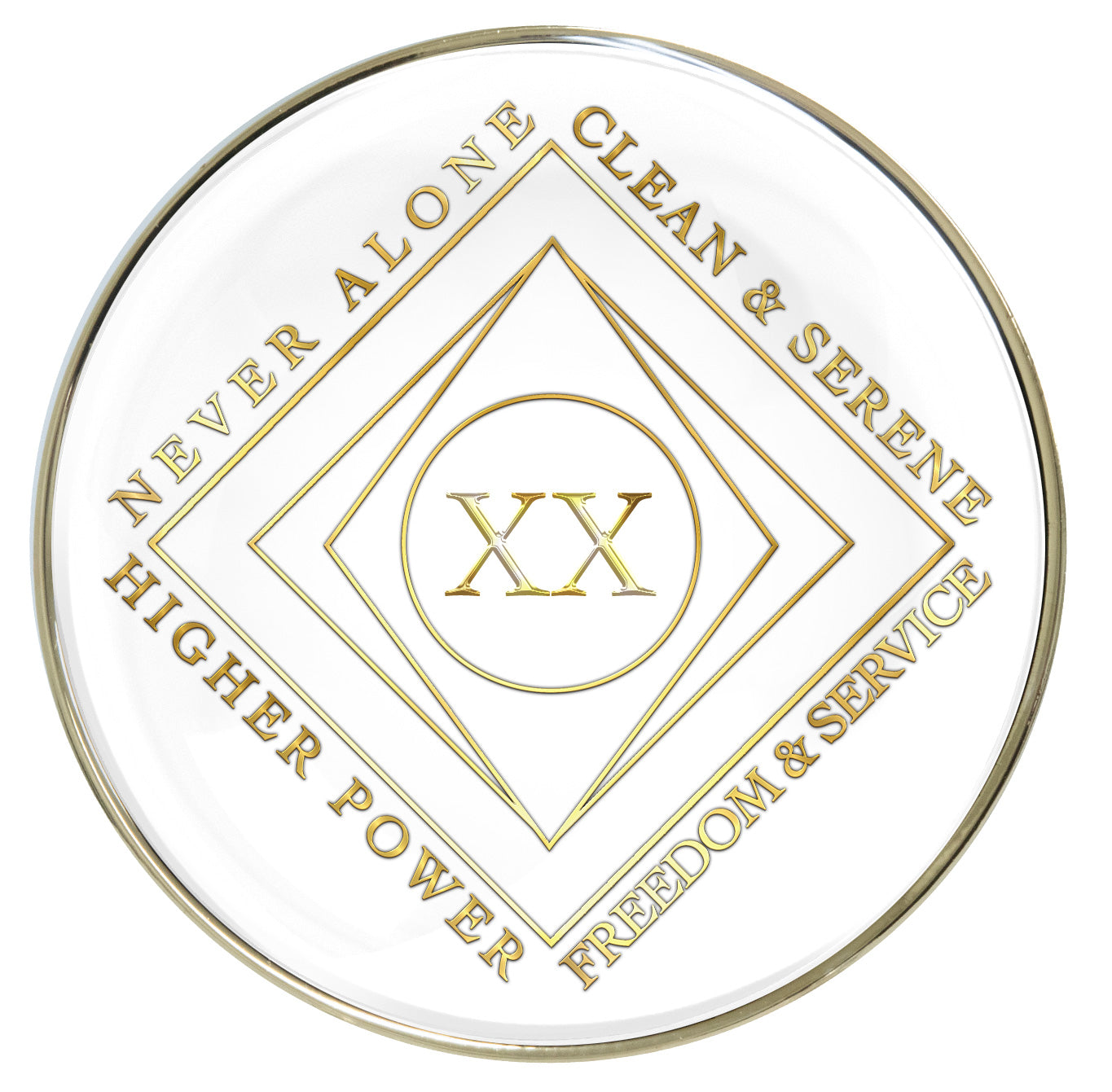 White Clean Time Recovery Medallion