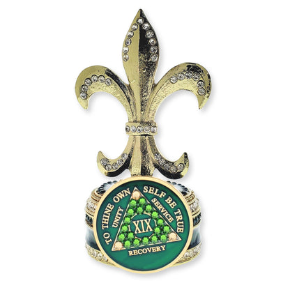 Fleur de Lis Collector Bling Box/Sobriety Chip Holder (with Chip)