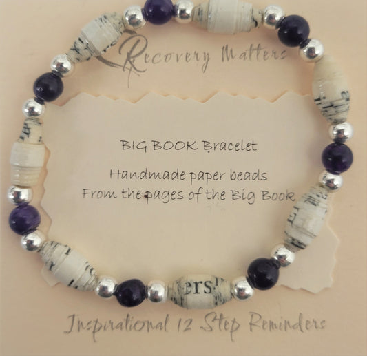 Big Book Bracelets By Recovery Matters (Natural Stone) - Made From Pages Of The Big Book