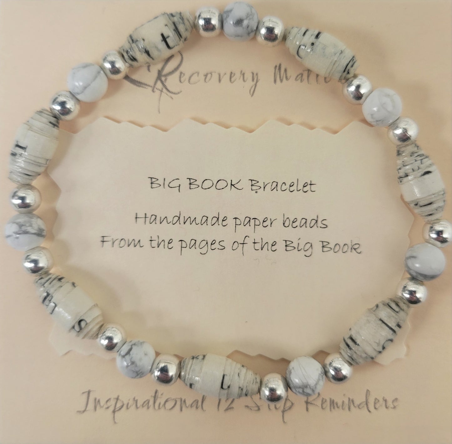 Big Book Bracelets By Recovery Matters (Natural Stone) - Made From Pages Of The Big Book