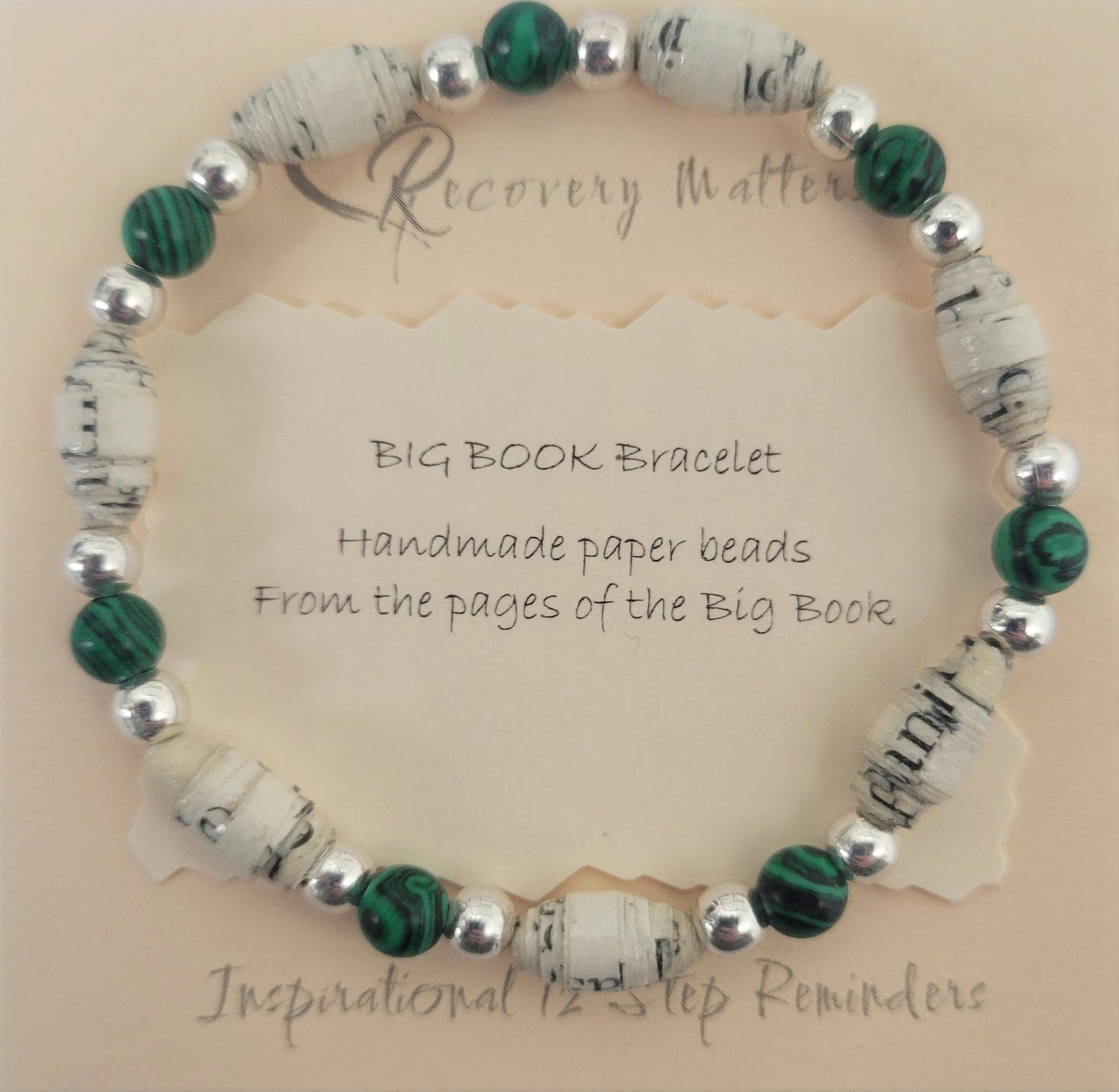 Big Book Bracelets By Recovery Matters (Natural Stone) - Made From Pages Of The Big Book