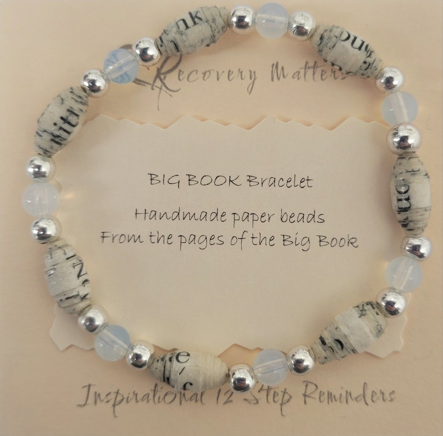 Big Book Bracelets By Recovery Matters (Natural Stone) - Made From Pages Of The Big Book