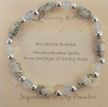 Big Book Bracelets By Recovery Matters (Natural Stone) - Made From Pages Of The Big Book