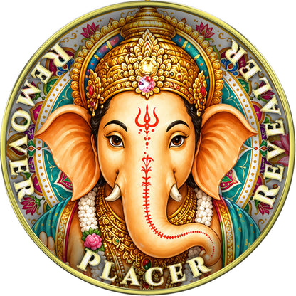 Ganesha - "Trust The Path, Remover, Placer, Revealer" Medallion with Gold and Rose AB Crystals