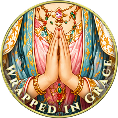 Quan Yin - "Be Compassion, Be Forgiveness, Be Love, Wrapped In Grace" Medallion with Light Rose Crystals
