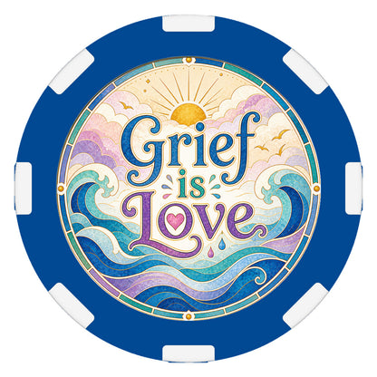 Grief Is Love – "It Comes in Waves" Clay Poker Chip