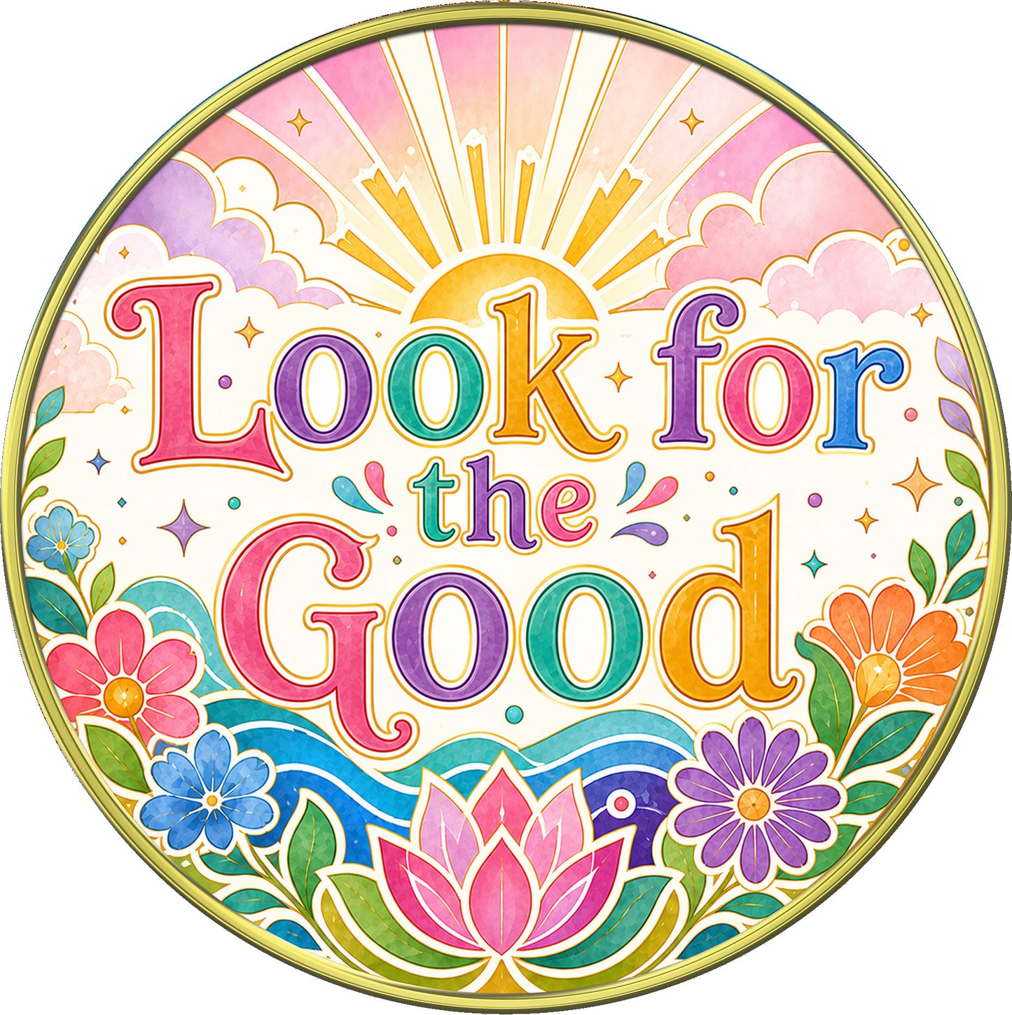 "Gratitude, Look For The Good" Inspirational Medallion