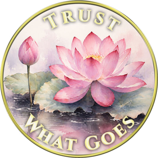 "Trust What Goes. Welcome What Comes." Inspirational Medallion