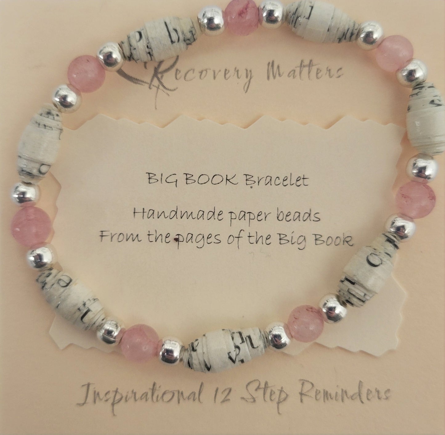 Big Book Bracelets By Recovery Matters (Natural Stone) - Made From Pages Of The Big Book