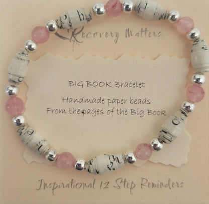 Big Book Bracelets By Recovery Matters (Natural Stone) - Made From Pages Of The Big Book