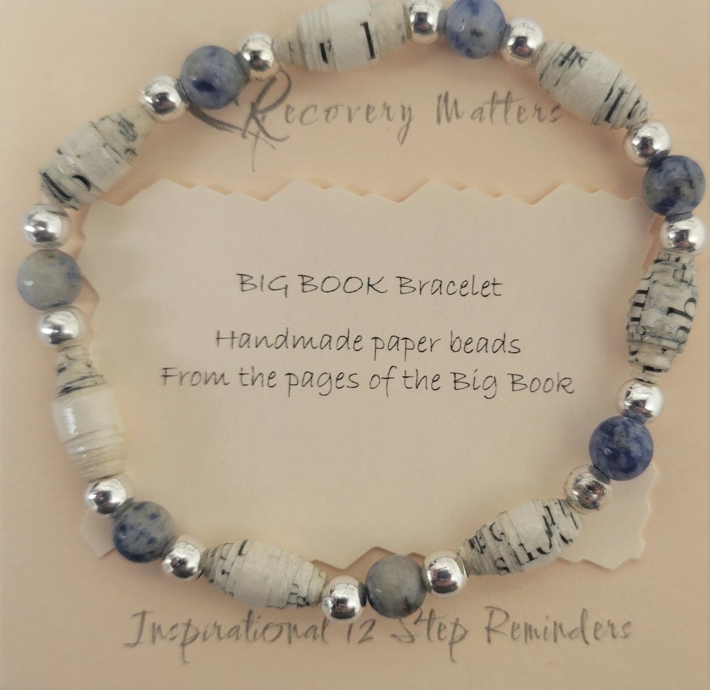 Big Book Bracelets By Recovery Matters (Natural Stone) - Made From Pages Of The Big Book