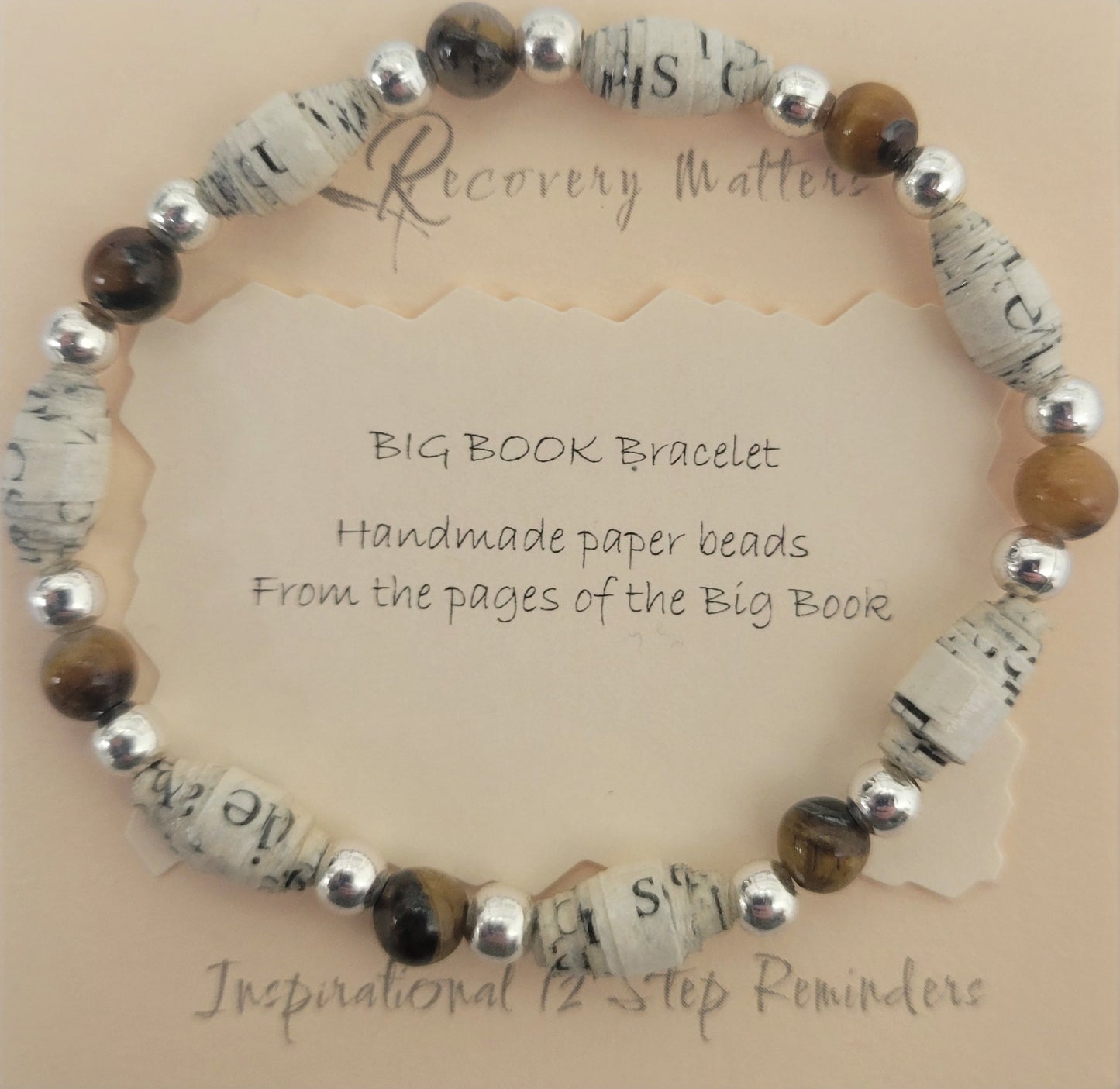 Big Book Bracelets By Recovery Matters (Natural Stone) - Made From Pages Of The Big Book
