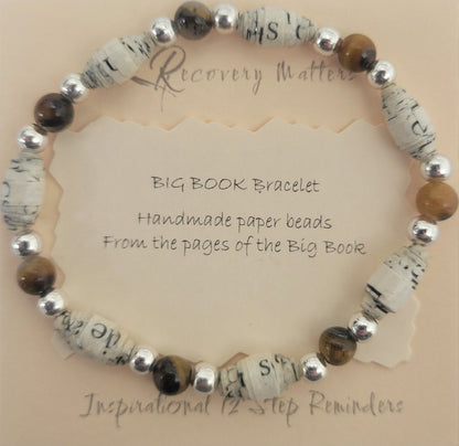 Big Book Bracelets By Recovery Matters (Natural Stone) - Made From Pages Of The Big Book