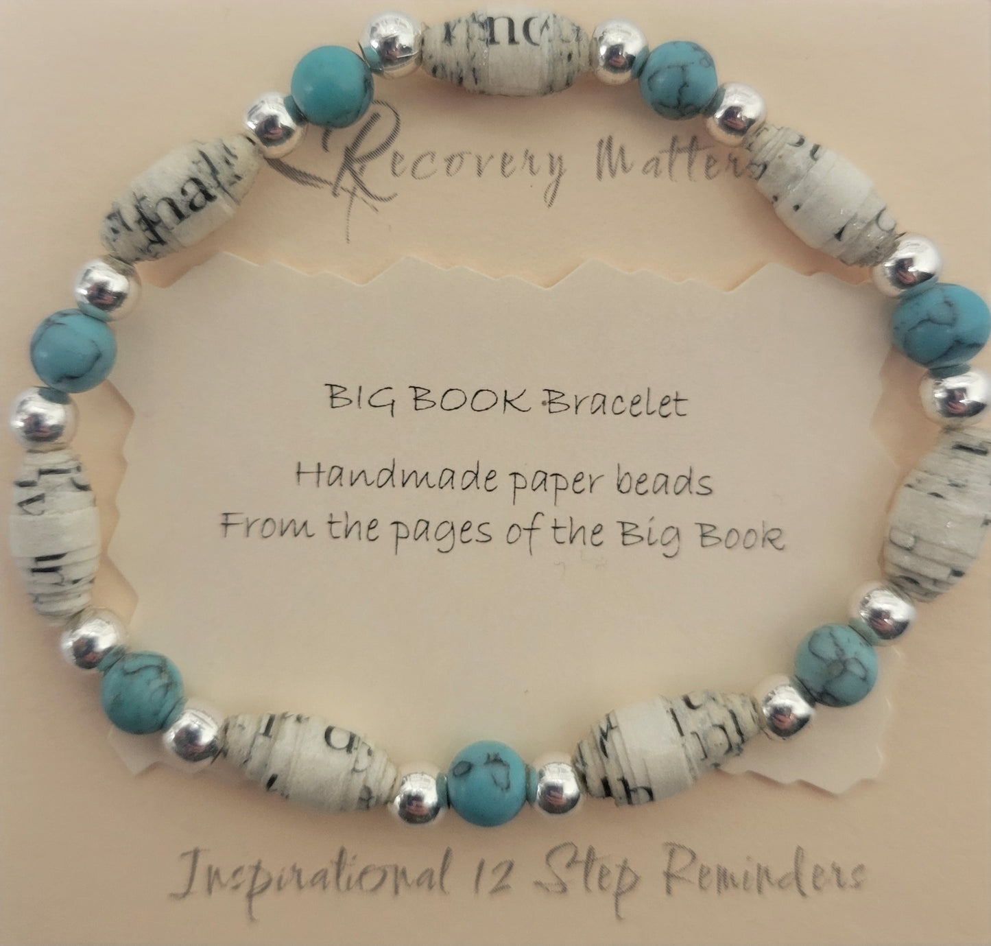 Big Book Bracelets By Recovery Matters (Natural Stone) - Made From Pages Of The Big Book