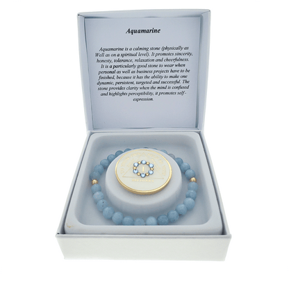 Aquamarine Crystal Bracelet with Matching Recovery Medallion