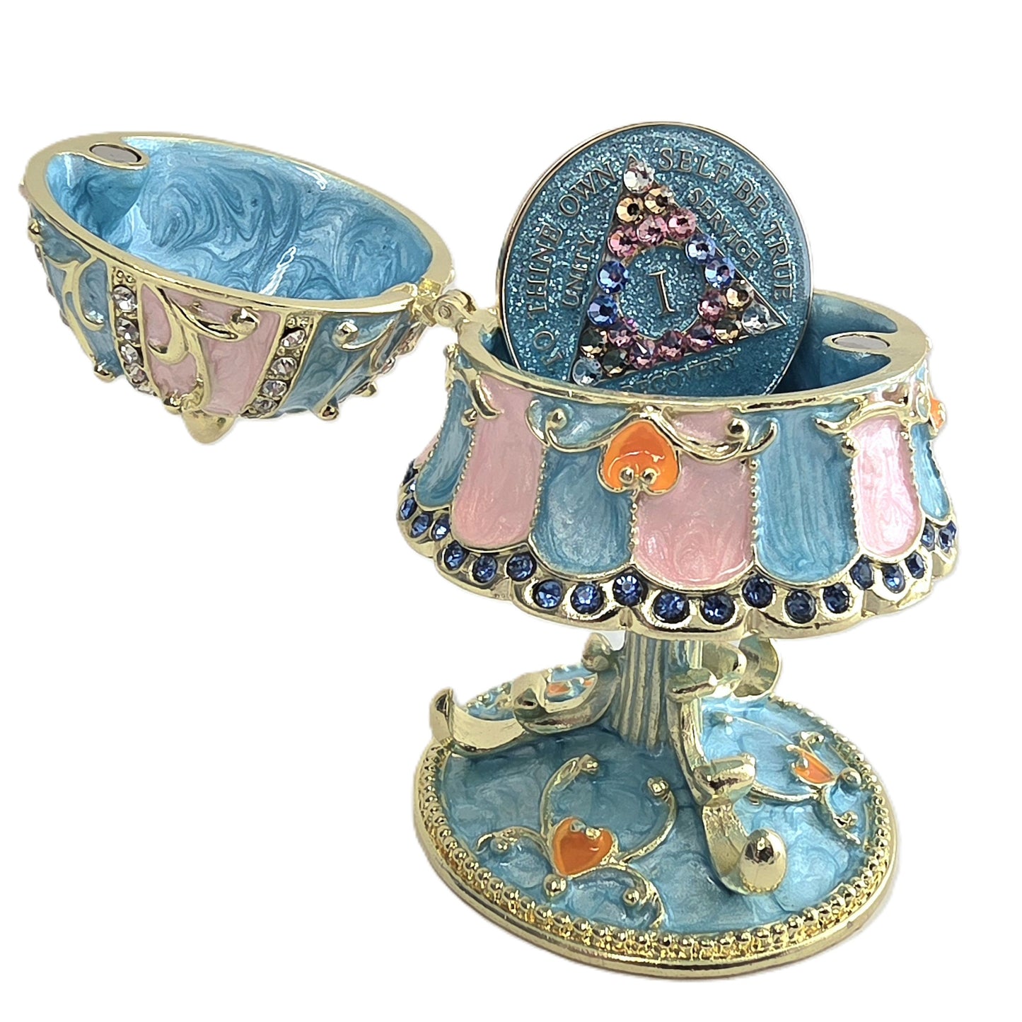 Carousel Chip Holder with Matching Glitter Aqua Crystalized Chip