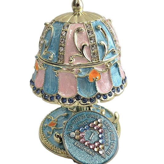 Carousel Chip Holder with Matching Glitter Aqua Crystalized Chip