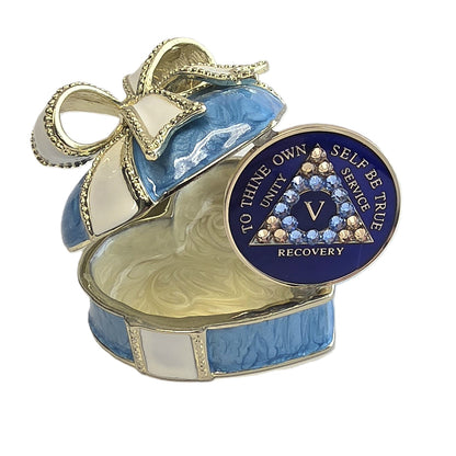 Blue Heart Chip Holder with Matching Blue Crystalized Chip