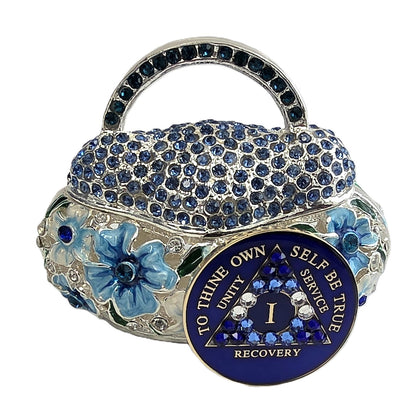 Blue Purse Chip Holder with Matching Blue Chip