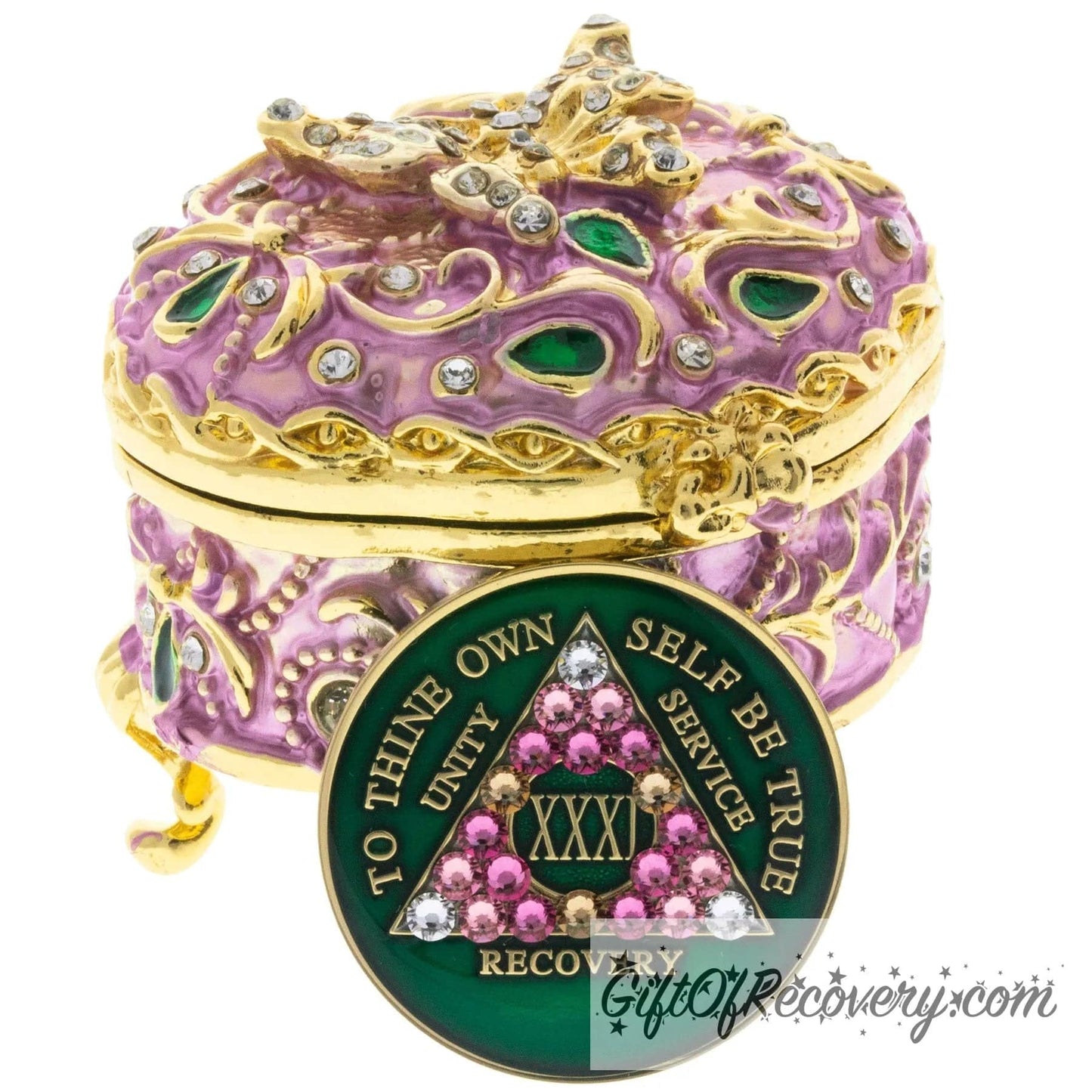 Butterfly Foot Stool Collector Bling Box/Sobriety Chip Holder (with Chip)