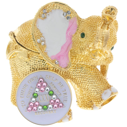 Elephant Bling Box/Sobriety Chip Holder (with Chip)