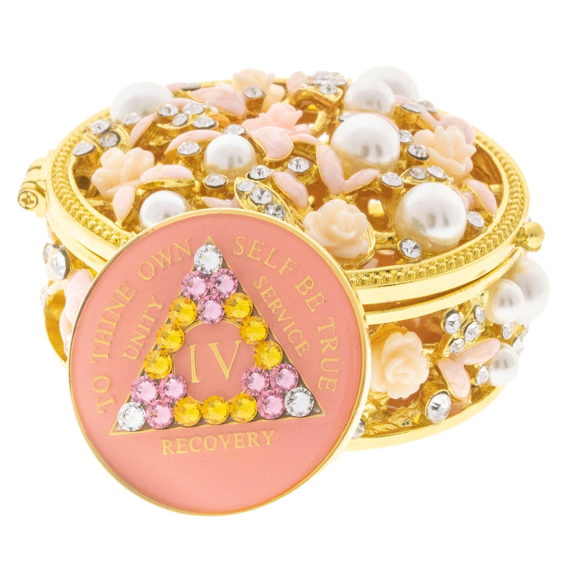 Flower Basket Collector Bling Box/Sobriety Chip Holder (with Chip)