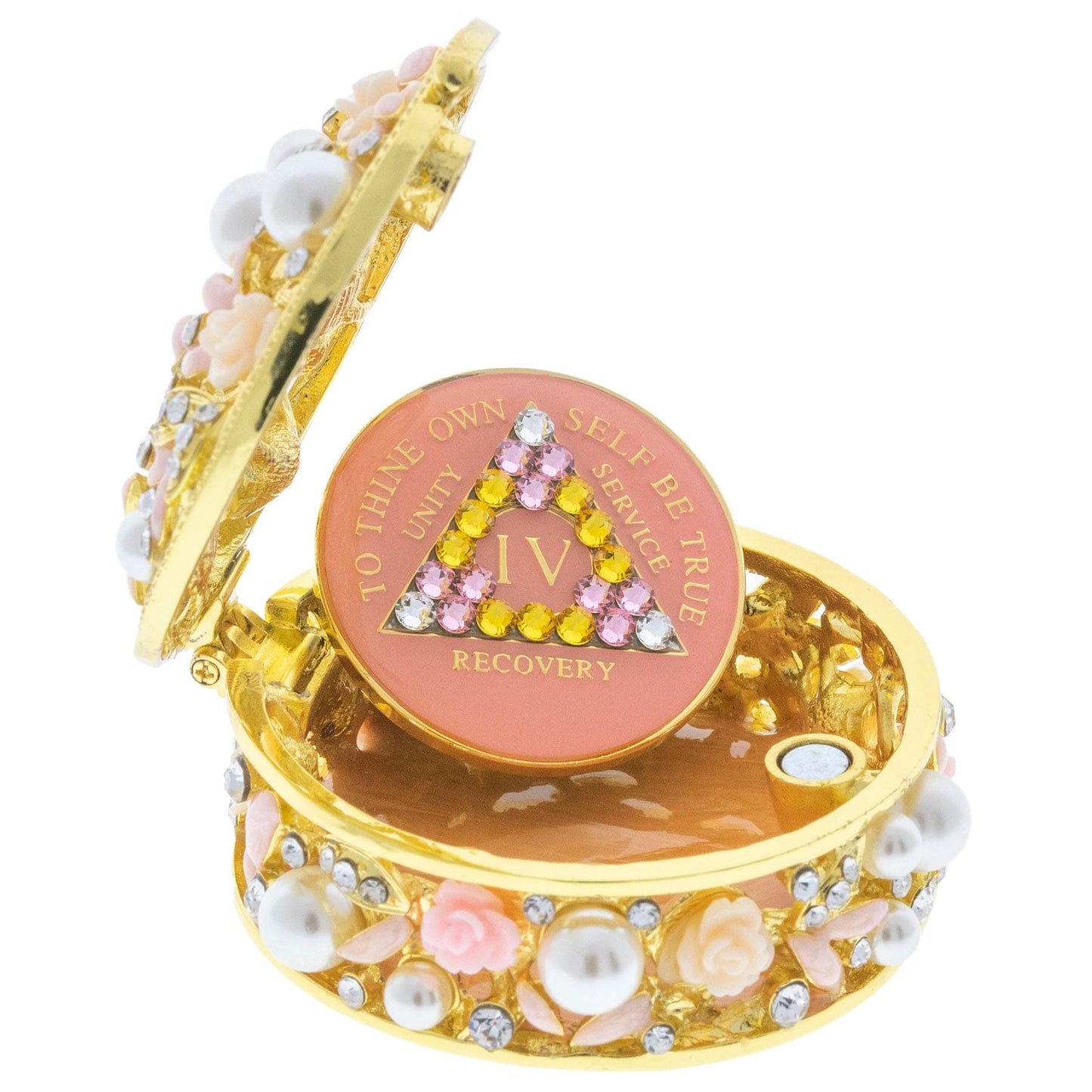 Flower Basket Collector Bling Box/Sobriety Chip Holder (with Chip)