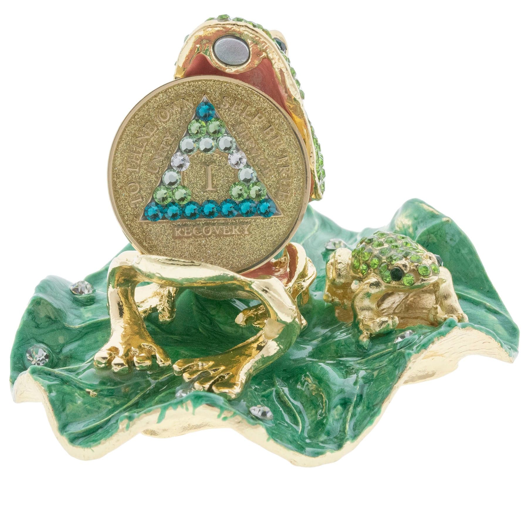 FROG on Lilly Pad Collector Bling Box/Sobriety Chip Holder (with Chip)