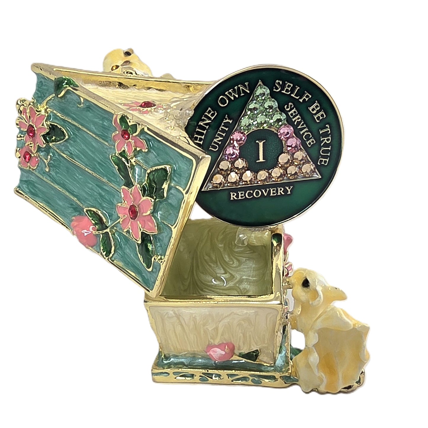 Green Birdhouse Chip Holder with Matching Chip