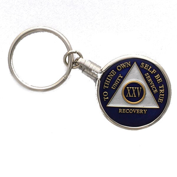 Key Chain recovery medallion Holder - Silver