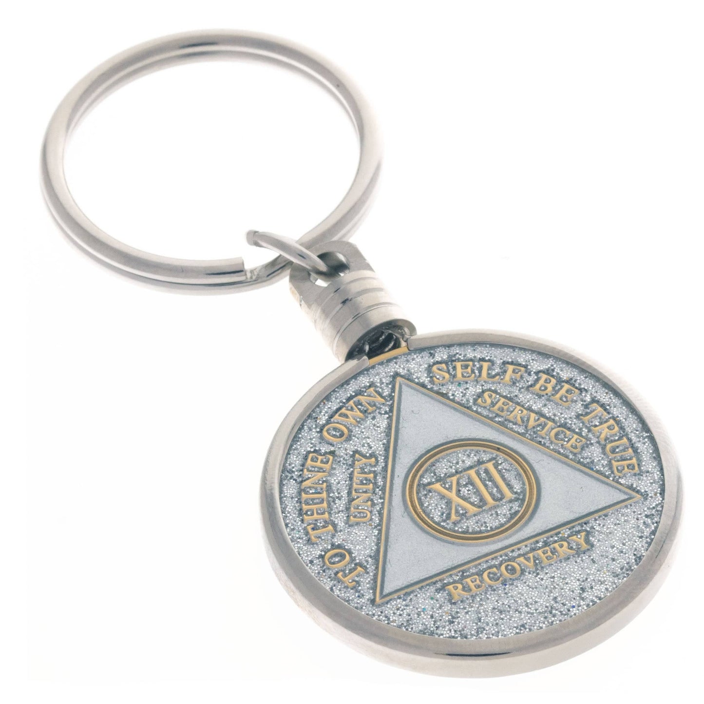 Key Chain recovery medallion Holder - Silver