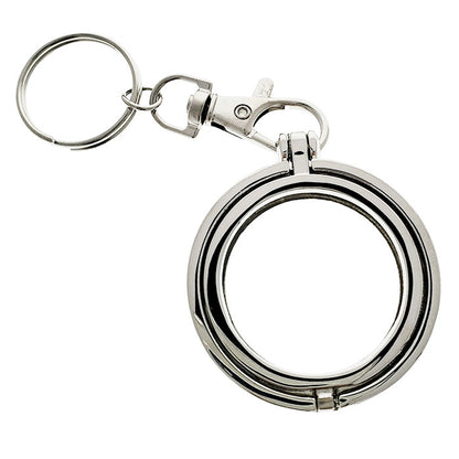 Hinged Key Chain Medallion Holder Silver