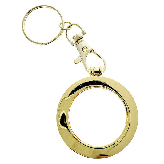 Hinged Key Chain Medallion Holder Gold