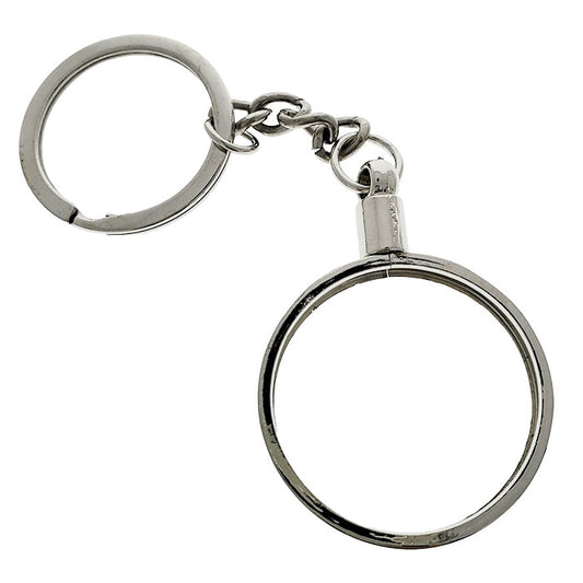 Key Chain Medallion Holder Silver with Chain