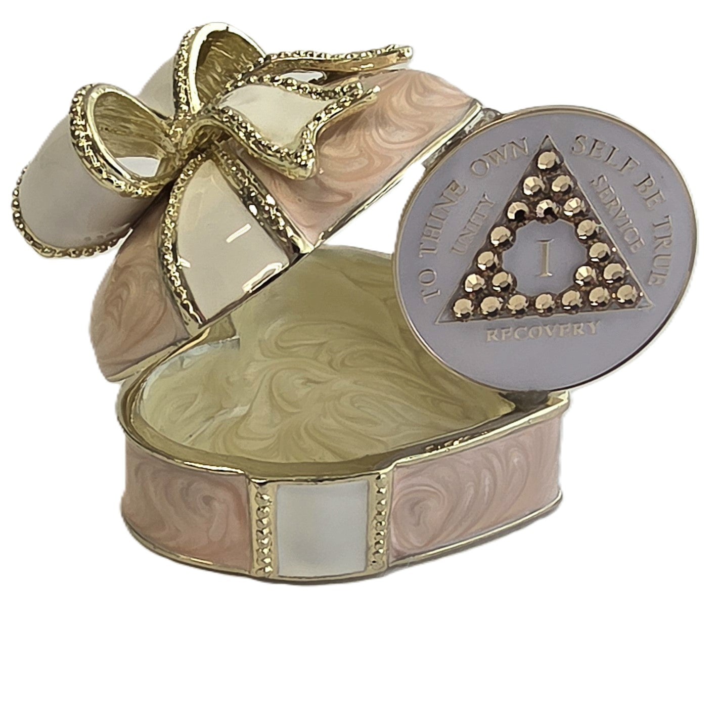 Soft Pink Heart Chip Holder with Matching White Crystalized Chip