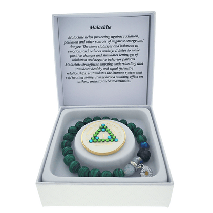 Malachite Crystal Bracelet with Matching Recovery Medallion