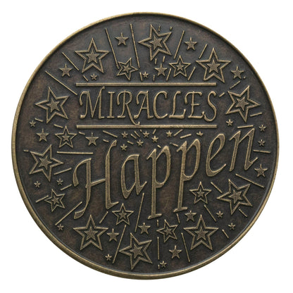 Back of Miracle Bronze with stars and miracles happen in the center.