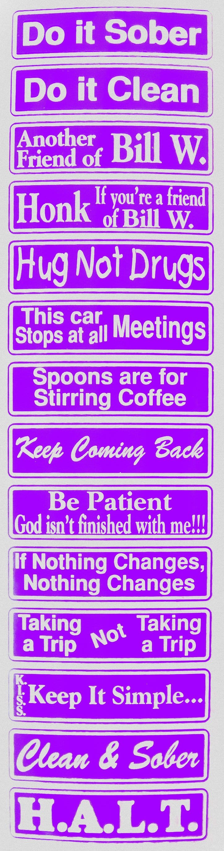 "Multiple Recovery Sayings Strip" Purple