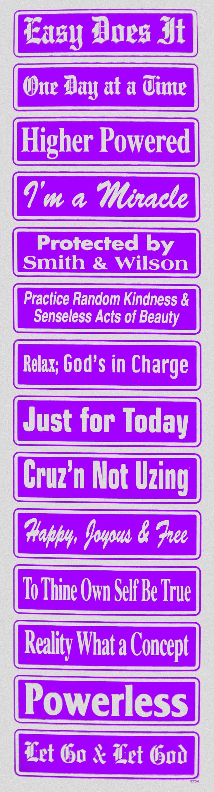 Multiple Recovery Sayings Strip Purple