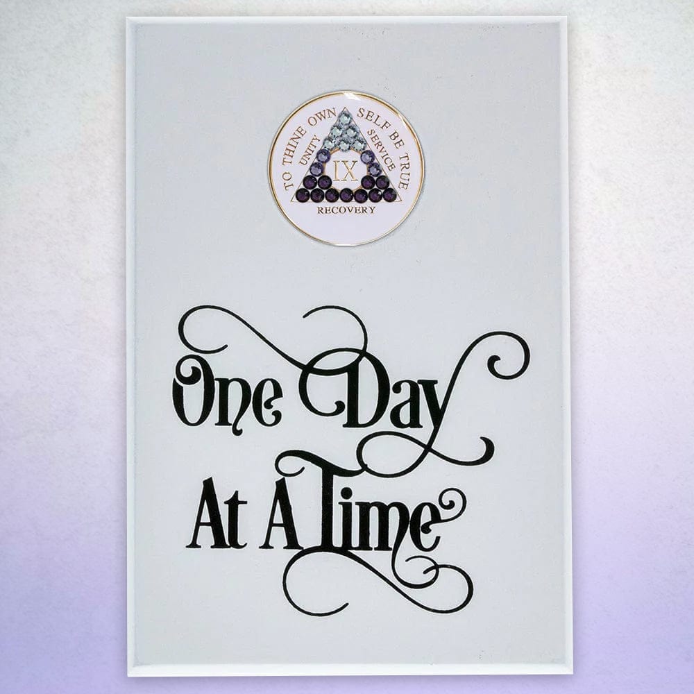 One Day At a Time Coin Holder Plaque White